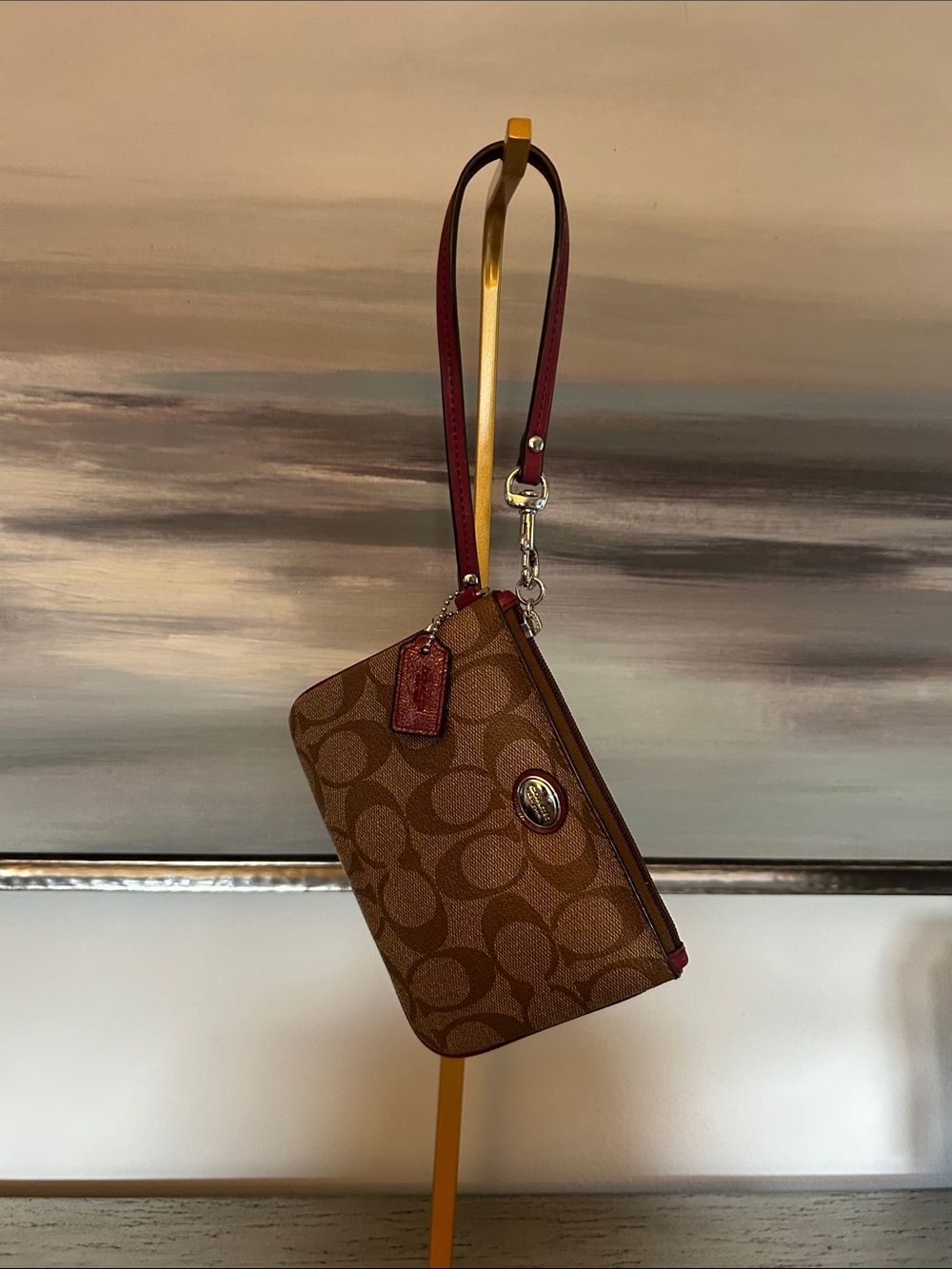 Coach Peyton Signature Small Canvas Wristlet NWOT
